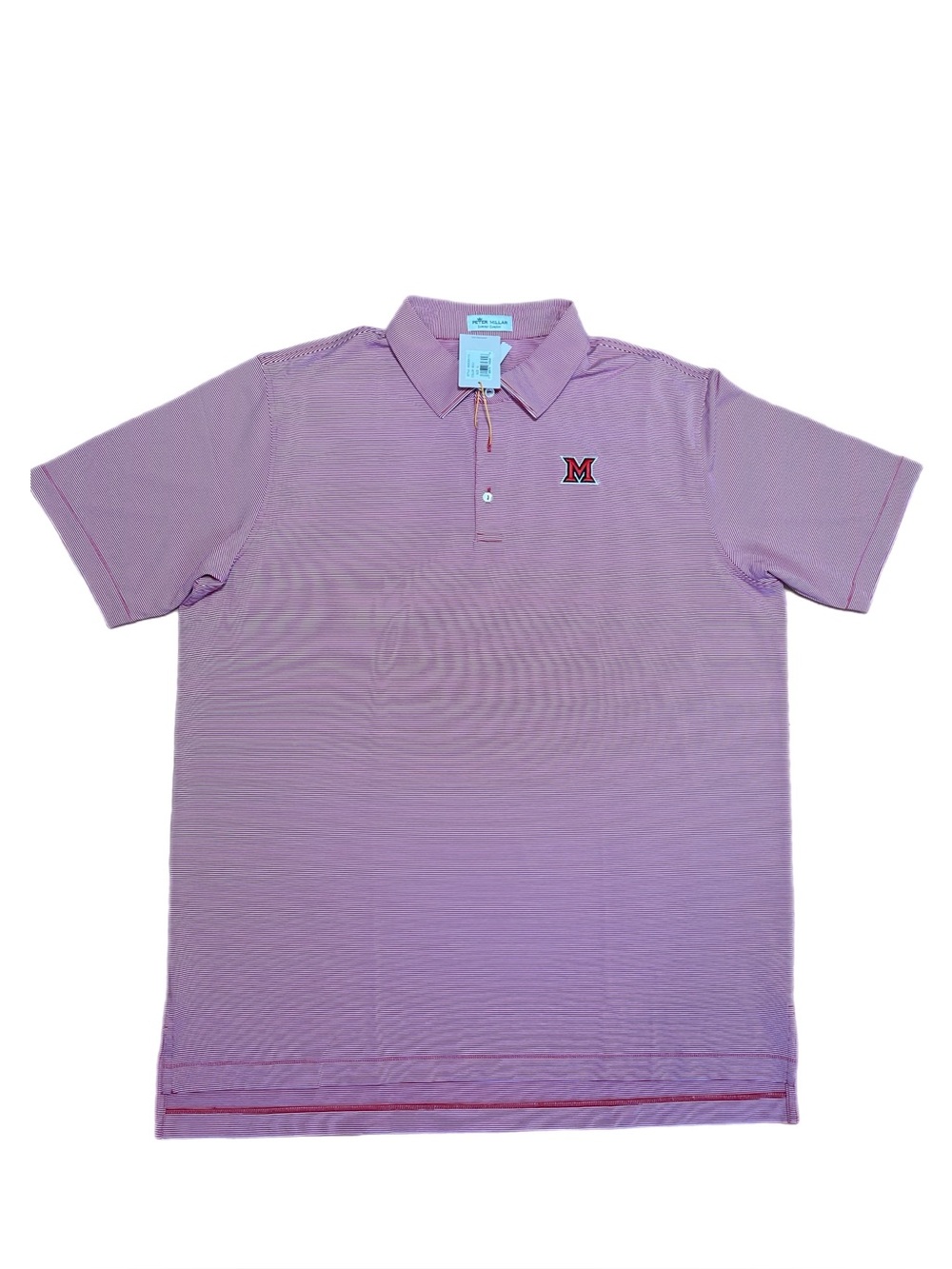 NWT: Peter Millar Miami of Ohio Tiebreaker Performance Stripe Polo Shirt